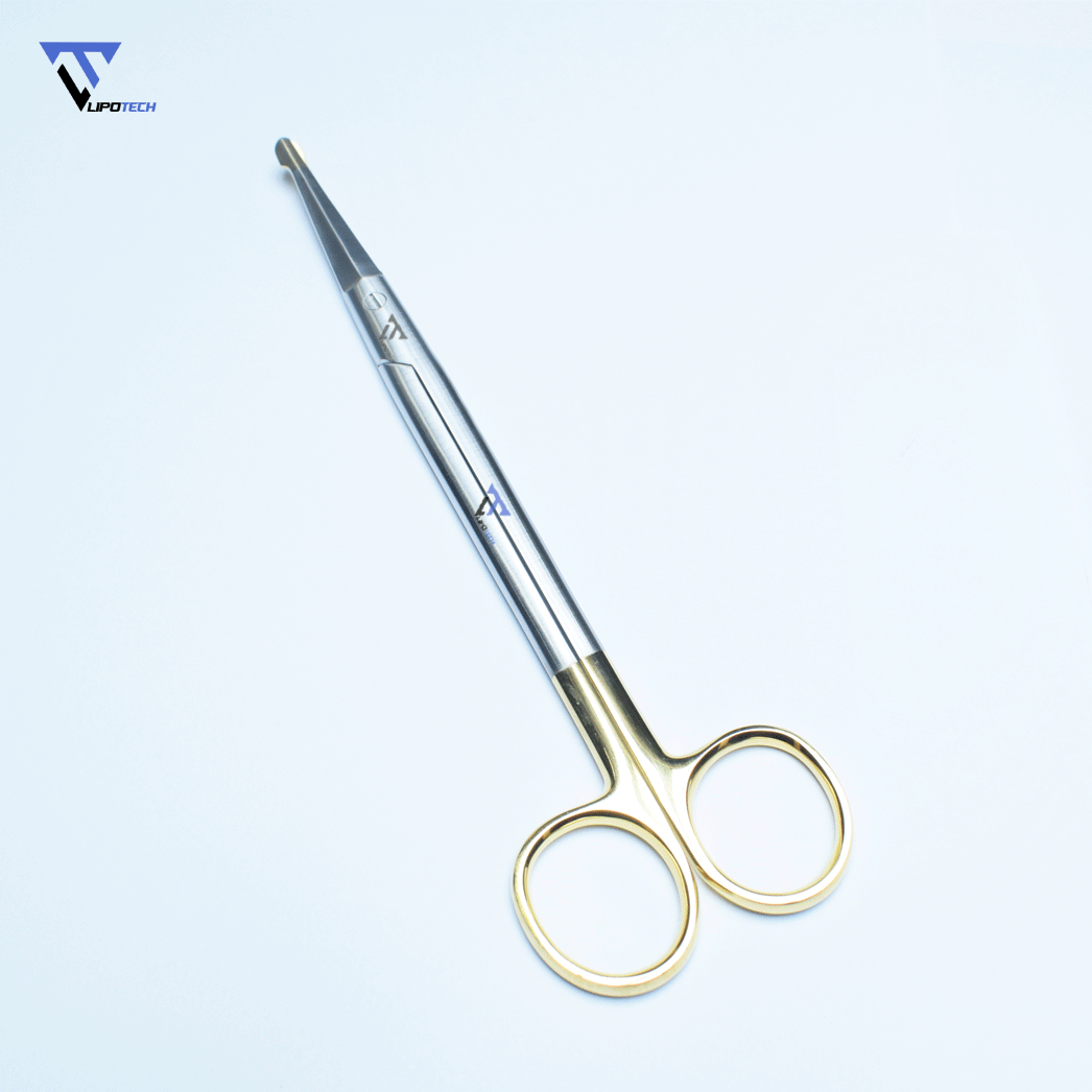 Solz Gold Tip Scissors - Curved Slight Bevel on Shank - Supercut Tungsten Carbide